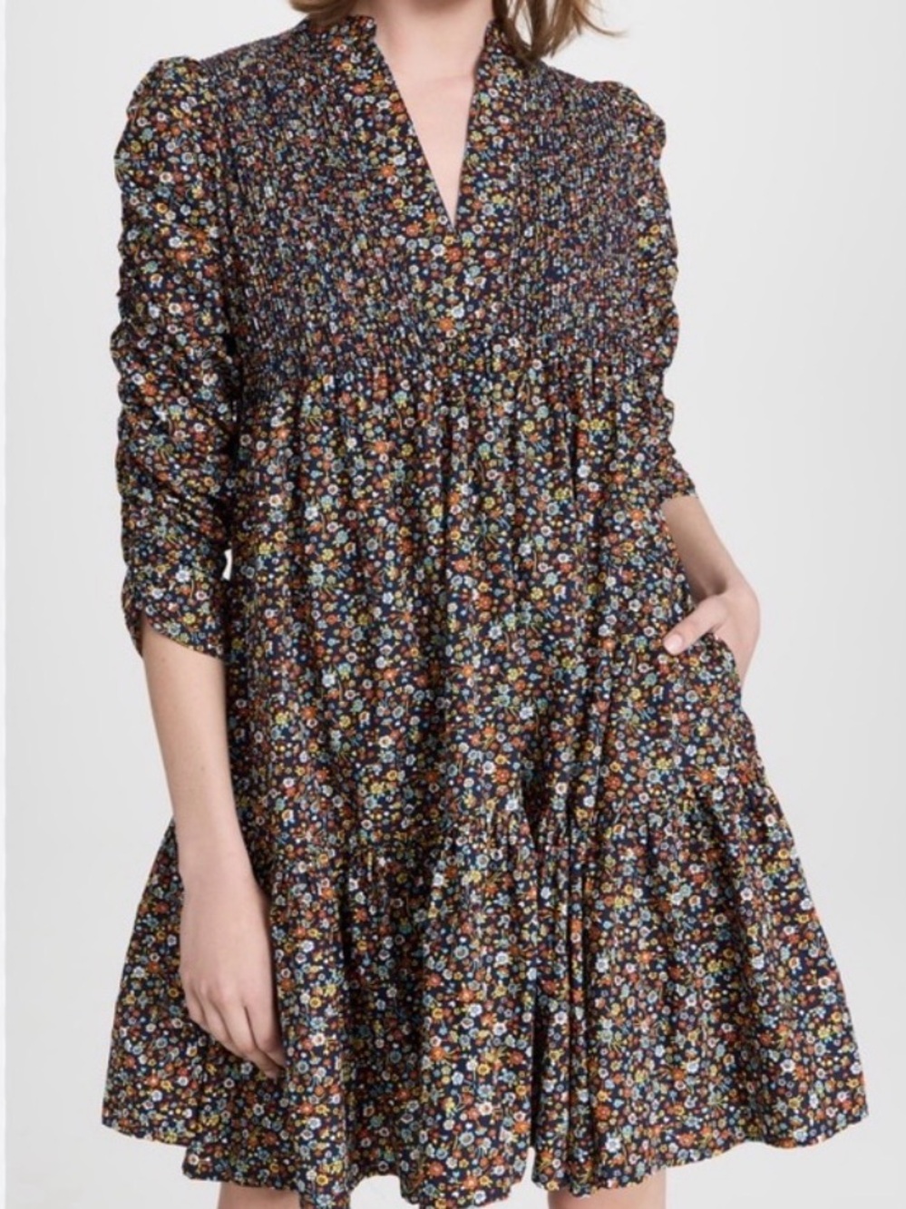 byTiMo Poplin Shift Dress Dark Blossom Floral Print